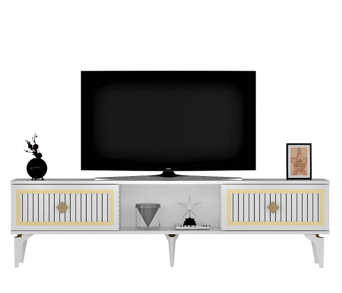 Hanah Home Soporte para TV Blanco y Dorado